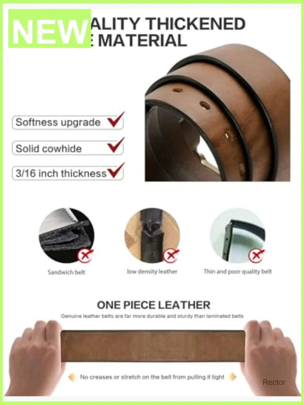 Full Grain Leather Men's Heavy Duty Work Belt with Gift Box